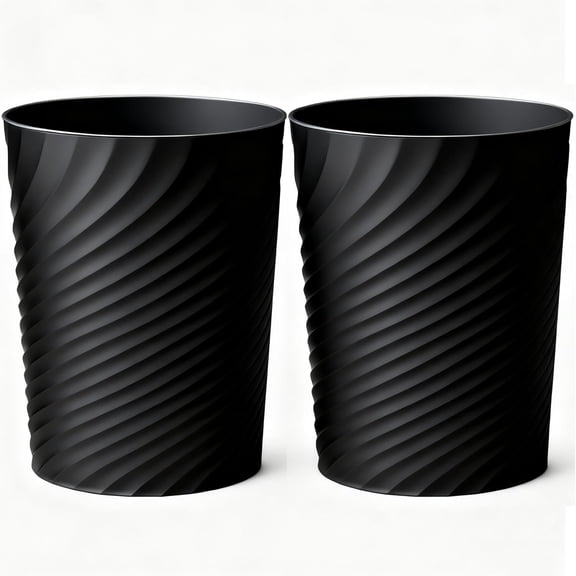 Bathroom Trash Can 1.8 Gallon Small Waste Basket Garbage Can for Bedroom Office Kitchen, 2 Pcak Black