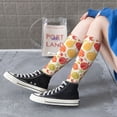 thumbnail image 5 of Xecao Cute Colorful Pumpkins print thigh-high socks, crafted for both men and women with a stretchy, high-opaque design perfect for daily wear, 5 of 6