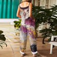 thumbnail image 4 of SAATLERI Boho Floral Romper for Women 2025 Linen Jumpsuit Adjustable Straps Summer Wide Leg Casual Jumpsuits for Women, 4 of 5