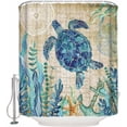 thumbnail image 4 of Beautiful Sea Turtles Shower Curtain Sets Bathroom, Classic Stylish Blue Ocean Waterproof Shower Curtain with Hooks, Sea Beach Theme Shower Curtain Fits Perfect to Every Bath Decor 72x84IN, 4 of 6