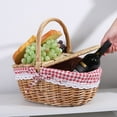 thumbnail image 7 of SUSHANG Picnic Basket - Wicker Picnic Baskets with Wooden Split Lid - Vintage Style Large Woven Basket with Handles for Camping, Valentine Day, Thanks Giving, Egg Gathering, 7 of 7