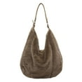 thumbnail image 2 of Zunfee Women's Coffee Furry Hobo Bag - 100% Polyester, Faux Leather Strap, Free Size, Casual Cozy, Daily Use with Inner Zipper Closure, 2 of 6