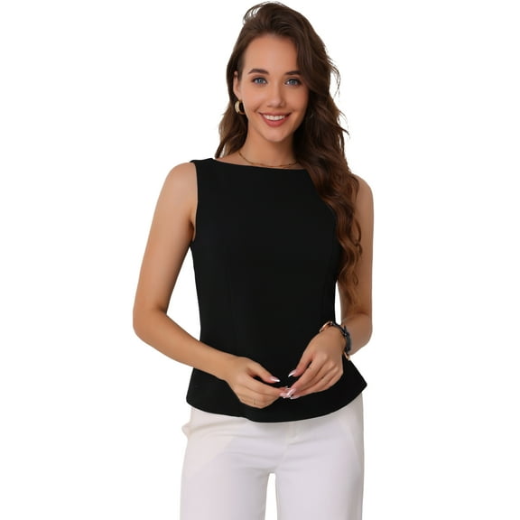 DARING DIVA Women's Sleeveless Business Work Summer Tank Top XS Black