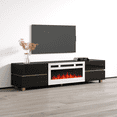 thumbnail image 2 of Bono 01 WH-EF Fireplace TV Stand for TVs up to 80", Modern High Gloss 71" Entertainment Center, Electric Fireplace TV Media Console with Storage Cabinets, 2 of 6