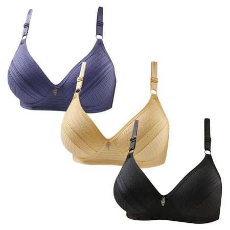 Gnurob Womens Plus Size Bralettes With Support  3 Pack No Underwire Padded Bra Lace Push Up Brassiere Comfort Breathable Bras Hide Back Fat Bralette for Women Clearance Saving A02-Blue X-Large