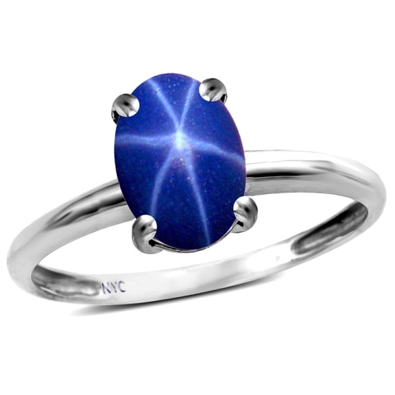 Star K � Classic Solitaire Oval 8x6 Created Star Sapphire Engagement Promise Ring