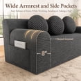 thumbnail image 5 of SESSLIFE 3 Seater Sofa Couch, Comfy Extra Deep Seat Cloud Couch with 3 Pillows and Side Pockets, Corduroy Low Profile Floor Sofa for Living Room, Compact No Assembly Couch, Dark Grey, 5 of 8