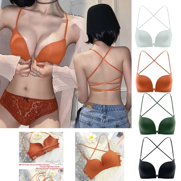 Rvasteizo Women Wireless Bra Clear Strap Sponge Bust Lift Everyday Bra