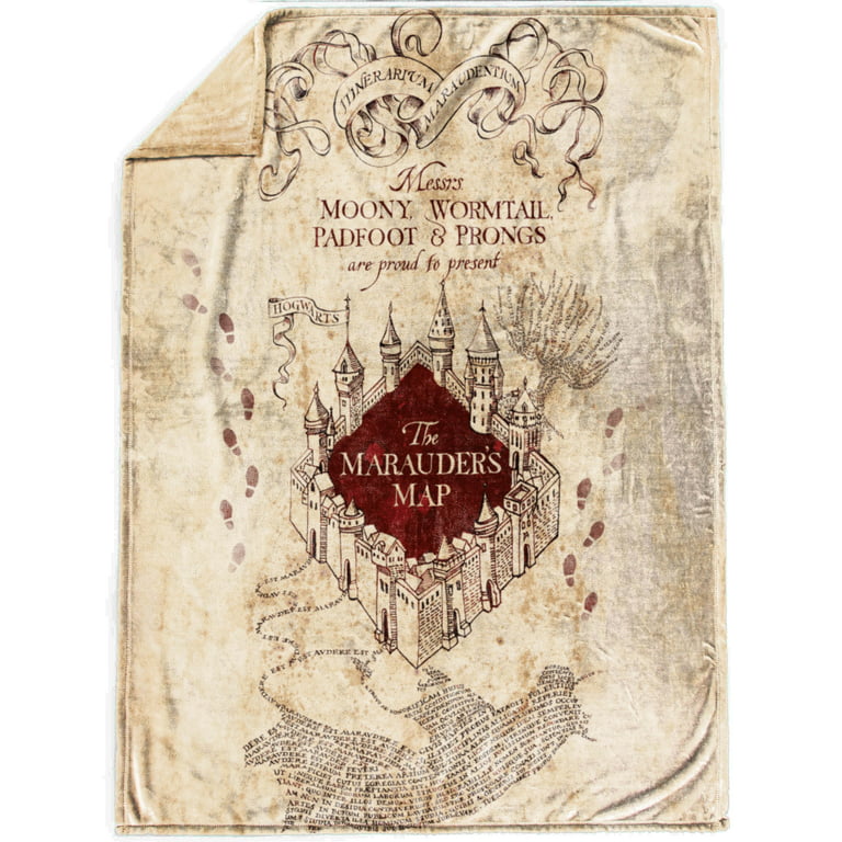 Harry Potter Marauders Map Brown 50x70 inch Silk Touch Throw, 100%  Microfiber 
