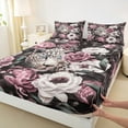 thumbnail image 3 of Manfei Safari Leopard Cheetah Full Size Sheets,Jungle Wildlife Bed Sheets,Pink Flower Floral Sheet Sets For Men Women,Breathable Home Decor,4-Piece, 3 of 7