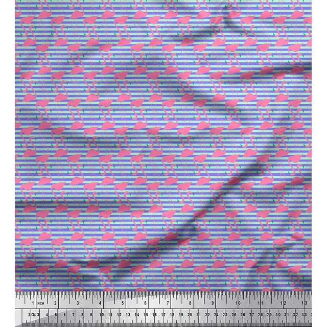 Soimoi Coton Canard Tissu Rayures & Flamants Roses Oiseau Impression Couture Tissu Yard 56 Pouces de Large