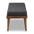 thumbnail image 3 of Baxton Studio Linus Mid-Century Modern Dark Grey Fabric Upholstered and Button Tufted Wood Bench, 3 of 8