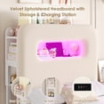 thumbnail image 6 of Homfa Twin Size Velvet Upholstered Bed with LED Lights & 2 Drawers, Storage Headboard Platform Bed Frame with USB Ports & Outlets, Off-White, 6 of 7