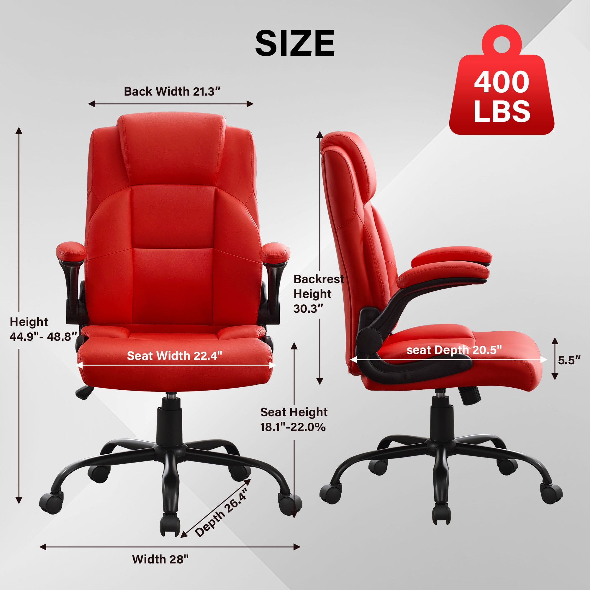 JONPONY Big and Tall Office Chair 400LBS Wide Seat Ergonomic Computer Desk Chair High Back Executive(图3)