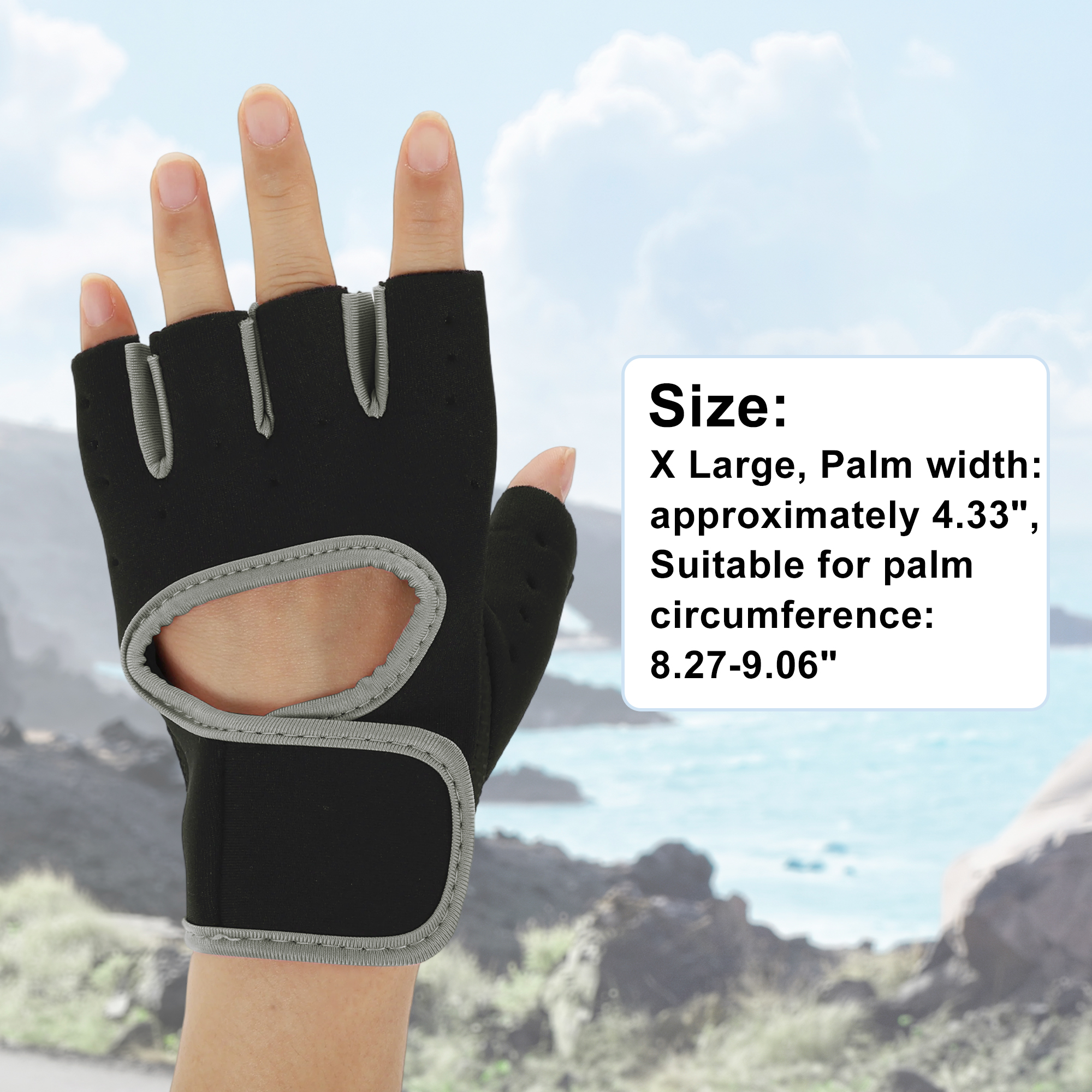 Unique Bargains 1Pair Half-finger Strength Training Sport Gloves Gray X Large