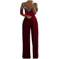 thumbnail image 2 of Baqcunre Jumpsuits for Women Women Solid Color Print Vest High Waist Slim Wide Leg Pants Jumpsuit Playsuit Jumpsuits for Women Dressy One Piece Jumpsuits for Women, 2 of 6