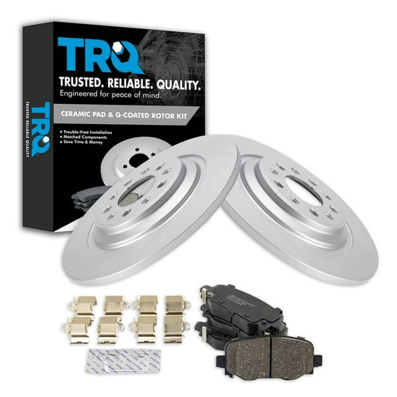 TRQ Rear Brake Pad & Rotor Kit Brake Pads Brake Rotor Ceramic Premium G-Coated Fits Select 2014-2021 Jeep Cherokee