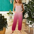 thumbnail image 2 of Ticikt Girls Overalls Kids Casual Sleeveless Wide Leg Jumpsuit Gradient Color Loose Rompers with Pockets, 2 of 5