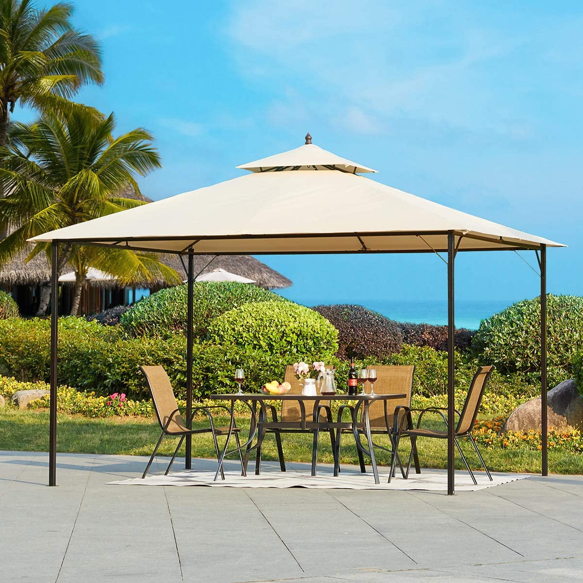 Erommy 10x12 FT Canopy Gazebo Outdoor Gazebo Steel Frame ...