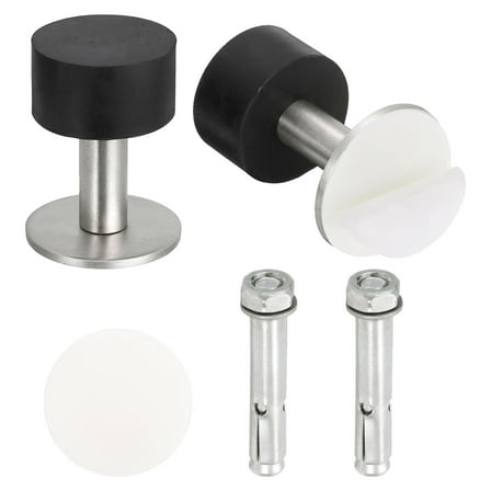 2Pack Door Stoppers, Self-Adhesive Cylindrical Door Stop Wall Protector 60mm Black