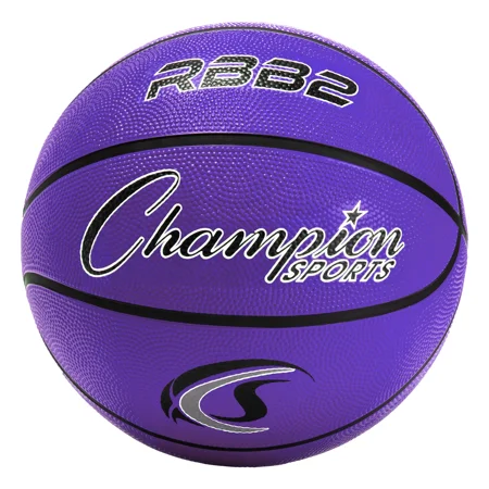 Champion Sports Rubber Junior Basketball, Heavy Duty - Pro-Style Basketballs, Various Colors and Sizes - Premium Basketball Equipment, Indoor Outdoor - Physical Education Supplies (Size 5, Purple)