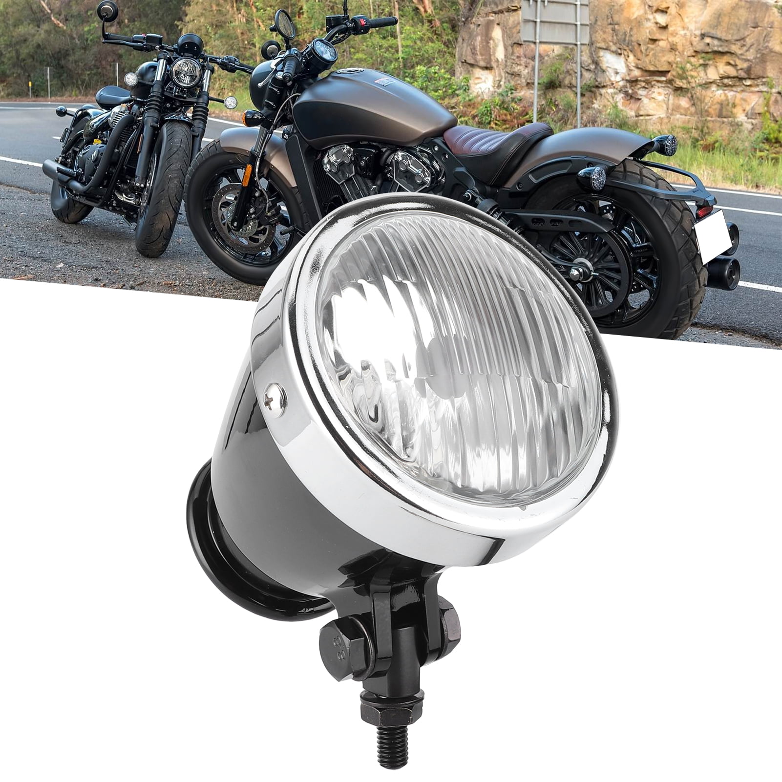 Concepts 6 INCH Matte Black Quad LED Projector Cafe Racer Motorcycle Metal Headlight