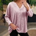 thumbnail image 2 of Shirts for Women Sequin Tops for Women Red Long Sleeve Sparkle Shirt Shiny Tops Women Clothing Womens Holiday Sequin Tops, 2 of 5