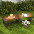 thumbnail image 2 of Outsunny Round Wooden Garden Tree Bench with Slatted Seat, Brown, 2 of 10