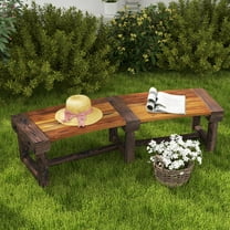 Outsunny Wooden Garden Bench, Semicircular  Round Outdoor Tree Bench, Wrap Around Park Bench, Brown