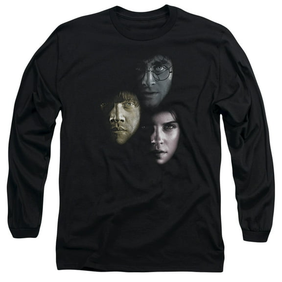 Harry Potter Hero Heads Long Sleeve Adult 18/1 T-Shirt Black
