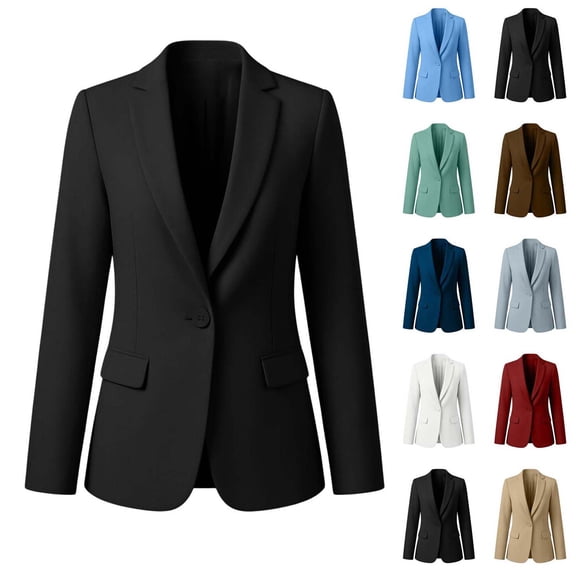 Xaqiouau Womens Business Casual Blazer Single Button Suit Jacket Long Sleeve Office Work Blazer Slim Fit Dressy Casual Jacket with Pockets
