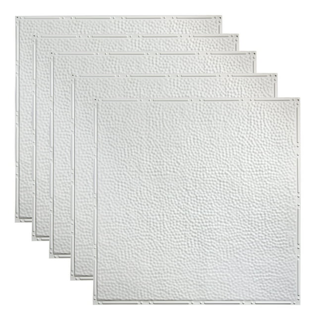 Great Lakes Tin Chicago Matte White 2ft x 2ft Nail Up Ceiling Tiles (5 Pack)