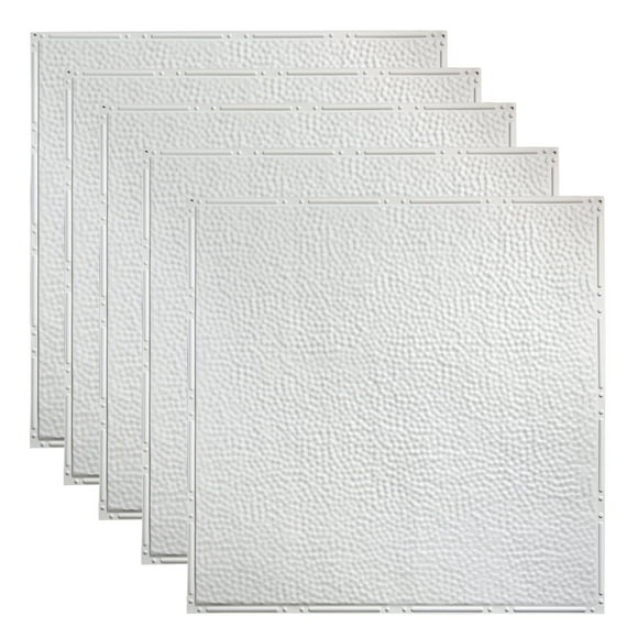 Great Lakes Tin Chicago Matte White 2ft x 2ft Nail Up Ceiling Tiles (5 Pack)