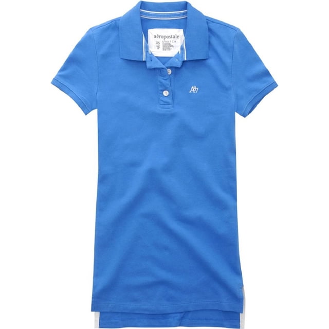 Aeropostale Womens Uniform A87 Polo de 3 botones, azul, mediano