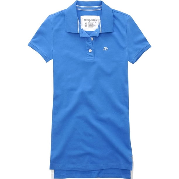 Aeropostale Womens Uniform A87 Polo de 3 botones, azul, mediano