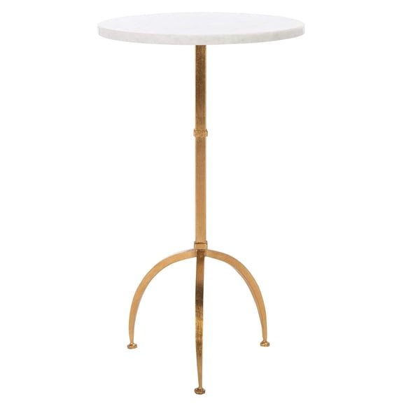 Maklaine Table d'Appoint en Marbre, Blanc et Or