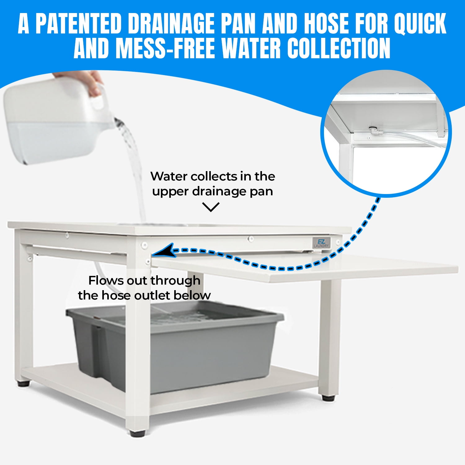 EZ Laundry Pedestal Steel 28" x 18" Base with Pull-Out Tray for Front Load Machines