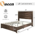 thumbnail image 4 of Papajet Queen Size Bed Frame with Headboard, Farmhouse Platform and Natural Wood Grain, Gray, 4 of 8