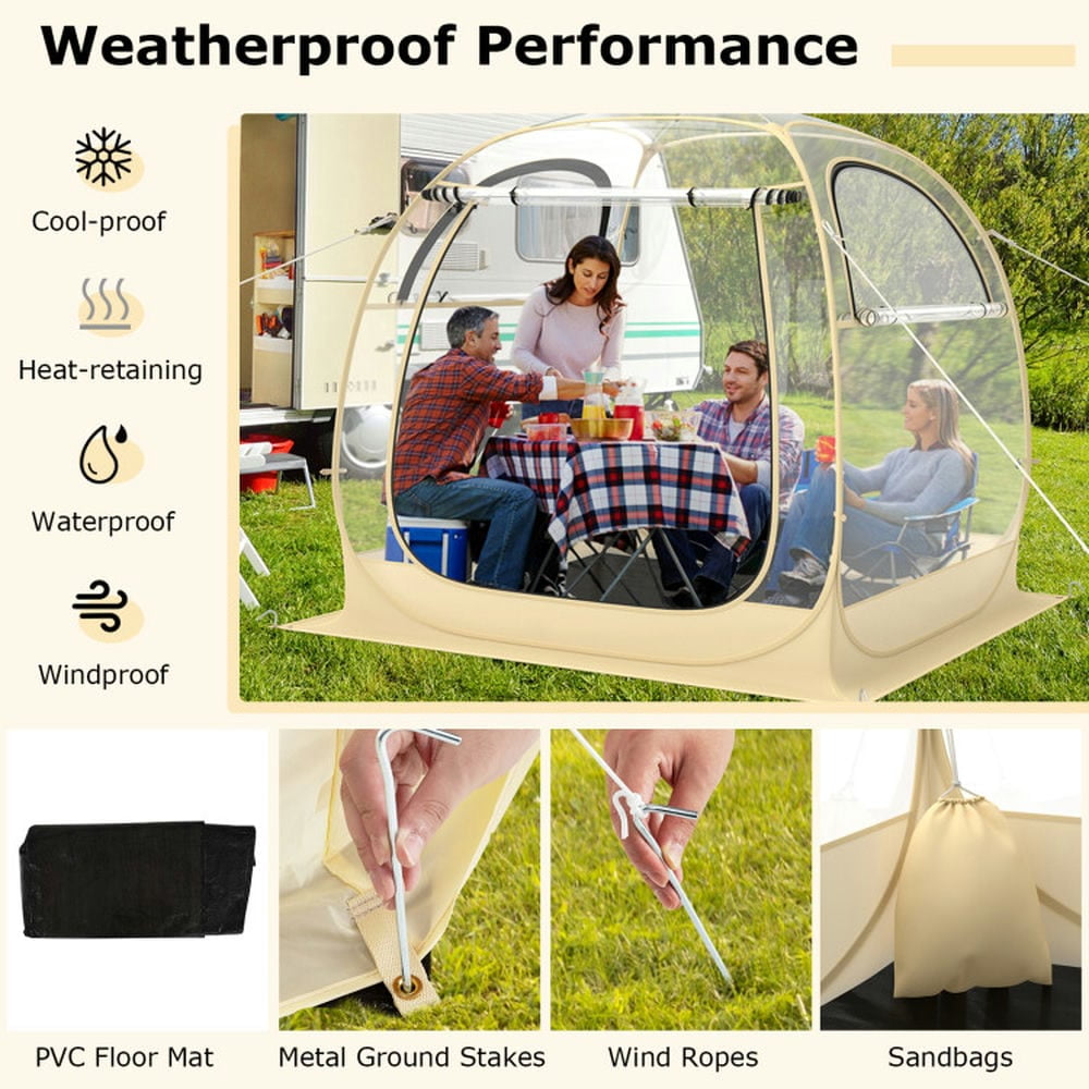 Spaco Instant Pop up Sports Tent with Carrying Bag and Floor Mat for 1-2/5-6 People-M, Camping Tent for Outdoor as Garden, Yard, Clear