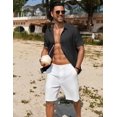 thumbnail image 4 of COOFANDY Mens Button Down Short Sleeve Shirt White Dress Shirt for Men Linen Shirt for Summer Beach Vacation Wedding, 4 of 5
