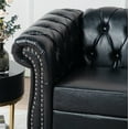 thumbnail image 6 of Chesterfield Faux Leather Sofa, 1 Seater Upholstered Tufted Single Couch with Removable Cushions Rubber Wood Legs for Living Room Bedroom Apartment, 6 of 14