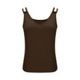 thumbnail image 4 of Erwazi Women's Solid Color Crew Neck Double Strap Cami Sleeveless Slim Fit Casual Trendy Tank Top, 4 of 6