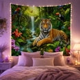 thumbnail image 2 of Realistic Tiger on Mossy Rocks in Jungle Waterfall, Serene Digital Art for Wildlife Lovers, Nature Wall Decor Housewarming Gift, Tapestry Wall Hanging for Bedroom and Living Room, 2 of 6