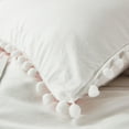 thumbnail image 3 of Bedding two-sided white and pink Pom Pom Boho Chic Bedding Washed Microfiber Bedding Sets Soft Duvet Cover with Zipper Size Queen, 3 of 5