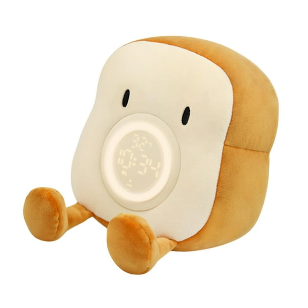 Lámpara despertador de peluche, reloj despertador digital con vibración, lámpara de noche USB ajustable ojos abiertos
