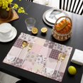 thumbnail image 3 of Boho Spring Floral Placemats Set of 6, Vintage Flowers Patchwork Plaid Pink Placemats for Dining Table, Place Mats for Kitchen Tabletop, Waterproof Wipeable Dining Table Mats Set, 3 of 9
