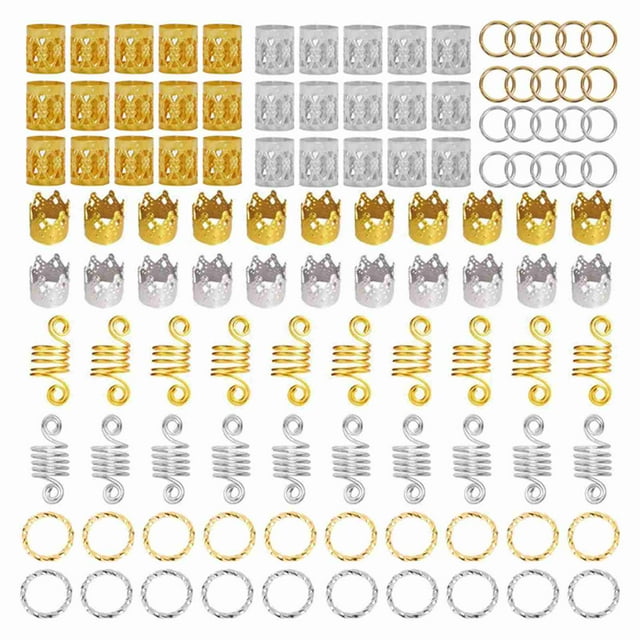 110 piezas de anillos para trenzas de pelo, pinzas para el pelo de tres capas, bucles decorativos para mujeres y niñas