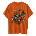 thumbnail image 4 of T Shirts for Women Women's Floral Pattern Short Sleeved Round Neck Drop Shoulder Sleeve T-Shirt Top, 4 of 7