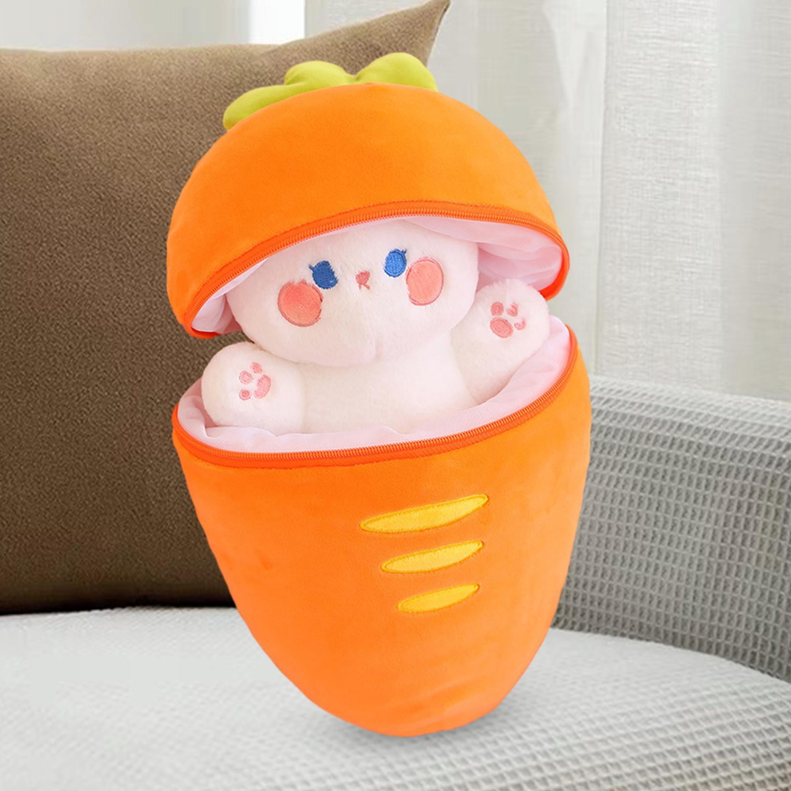 LeeQinersw Carrot Pillow Stuffed Animal Novelty Stuffed Doll Toy Zip up Carrot Hideaway for 40cm Rabbit