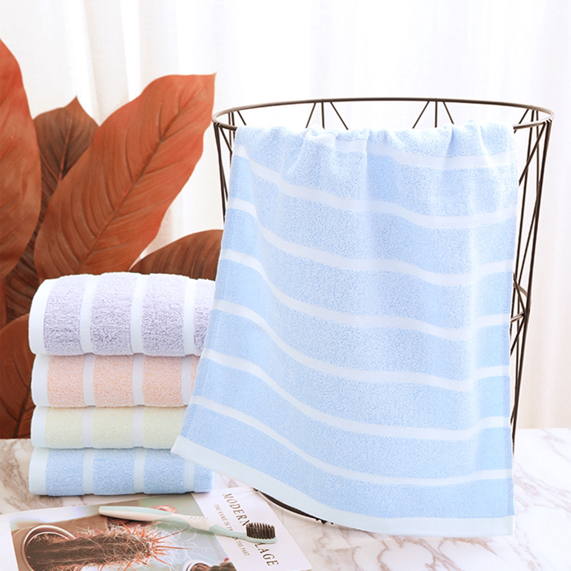 Unique Bargains 4 Pcs Cotton Hand Towel Light Purple/Pink 13" x 29"/14" x 30"